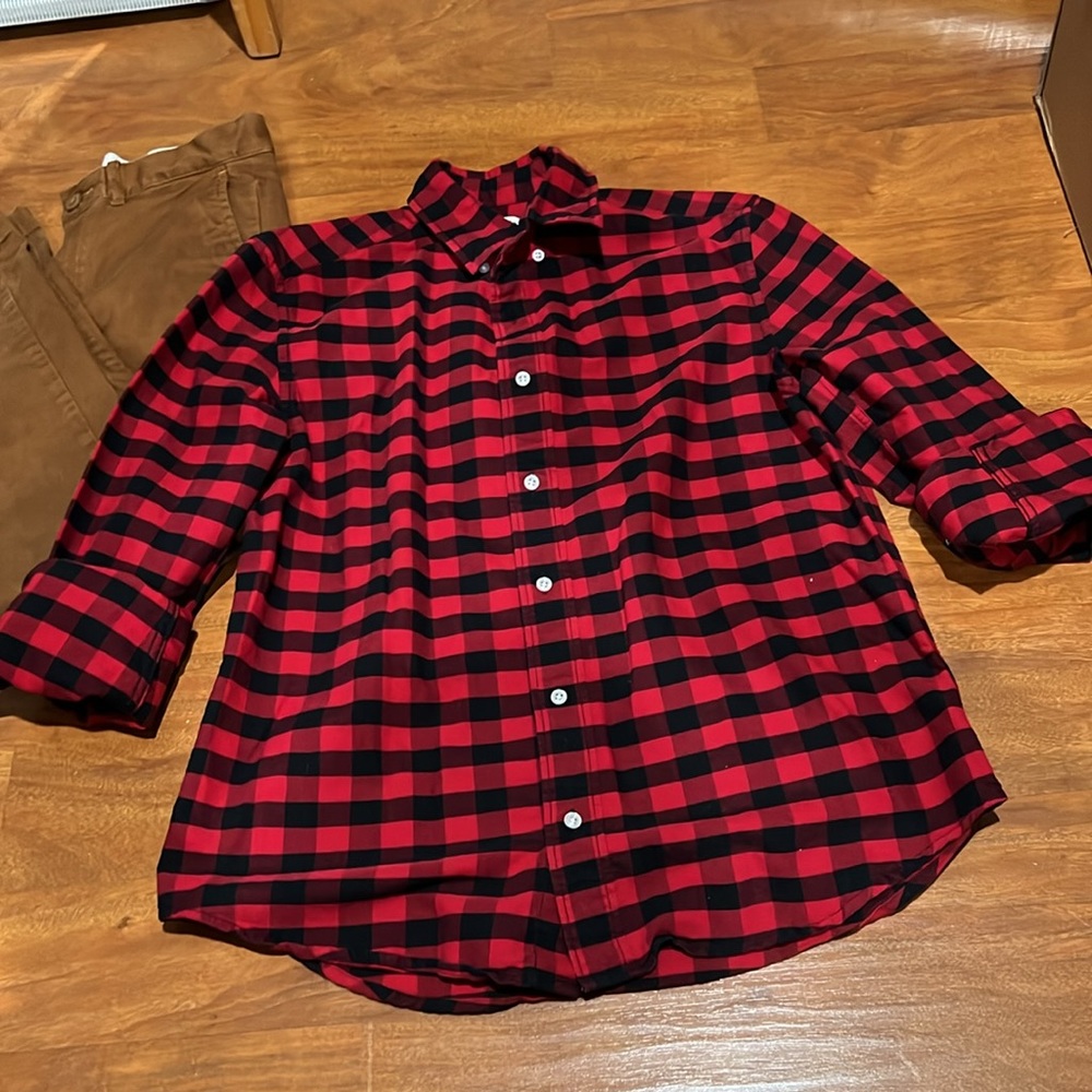 J Crew Crewcuts Buffalo Plaid Cotton Button Down Shirt Long Sleeve - Picture 3 of 5